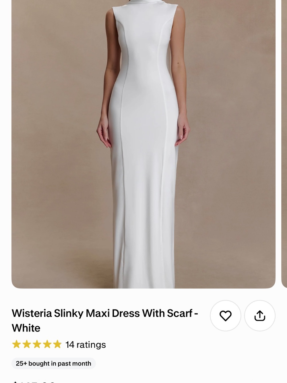 Meshki White Slinky Maxi Dress with Scarf